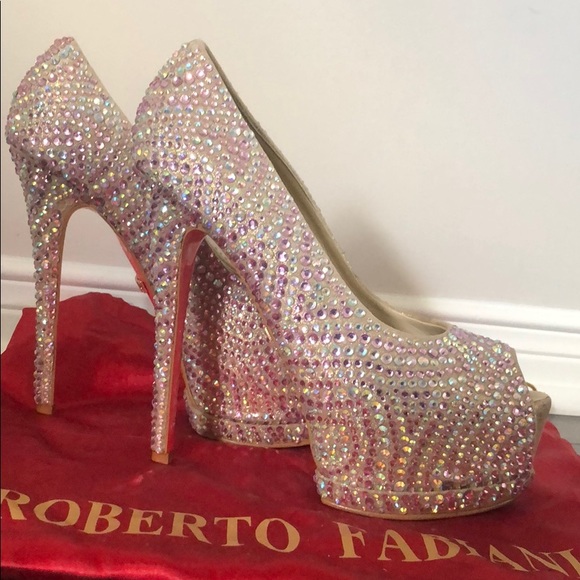 Designer Swarowski open-toe shoes - Picture 1 of 4